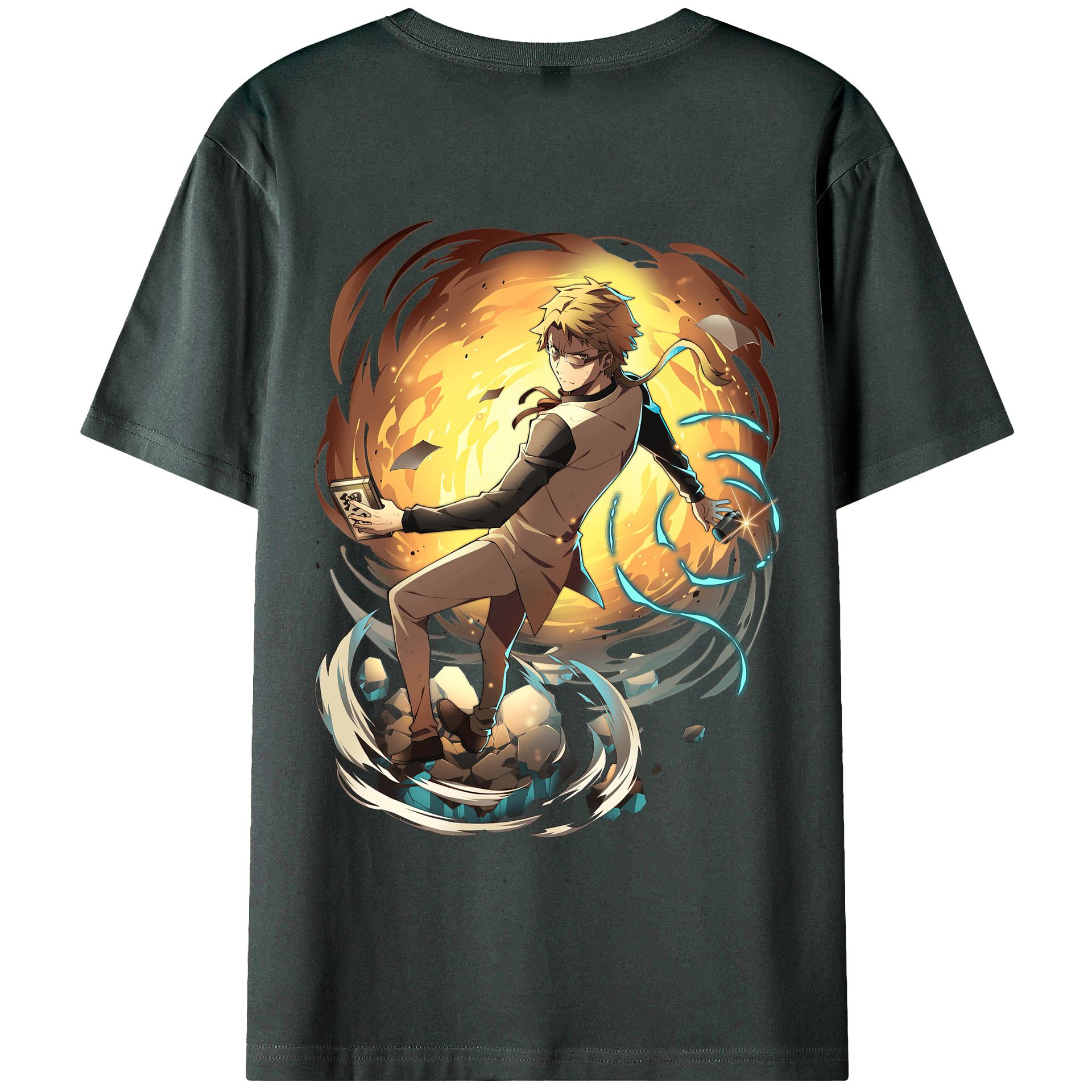 （画像用） 文豪ストレイドッグス Bungo Stray Dogs 綿100％ メンズ半袖Tシャツ（バックプリント） 通気性